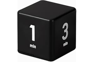 Mobxpar Digitaler Cube Timer, Zeitwürfel, Stoppuhr, Kinder-Timer, Übungs-Timer, Workout-Timer und Game-Timer, Schwerkraftsensor-Flip-Timer für Studium, Küche, Kochen, Yoga (Schwarz 1-3-5-10)