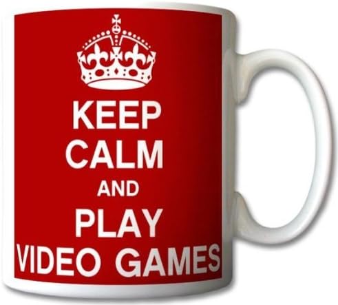 Keep Calm and Play Video Games Mug Cup Gift Retro