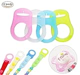 BBLIKE 12pcs Silikonring Adapter für Schnuller-weichem Silikonring Adapter für Schnullerketten (mehrfarbig) - 6