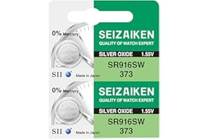Seizaiken Seiko 373 SR916SW - Batería de reloj de óxido de plata (1,55 V, 0 % Hg, 2 baterías), fabricada en Japón