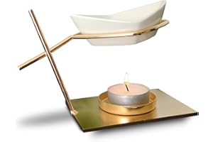 ZEN ARÔME Zen'Arôme - Bruciatore per fondente e cera profumata, diffusore di oli essenziali e atmosfera, in ceramica e metallo, design originale, altezza 10 cm, bianco