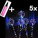 Produktbild JZK 5 x Transparent 40 cm Helium Ballons LED Luftballons mit 70cm Stange + 3 Meter Silberdraht + Ballonpumpe Dekoration für Party, Weihnachten, Geburtstag, Hochzeit, Festival