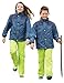 Kinder Regenanzug Regenjacke Regenhose für Mädchen und Jungen (152 / 11-12 Jahre, Blau/Grün)