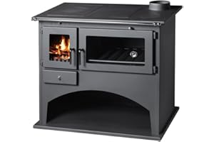 CHICHL EEK A Fireplace with Oven Compartment and Hob Workshop Stove Viki 10.5 kW Swedish Stove Fireplace Hut Oven Grey