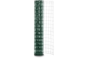 Gardenode Easy Clôture Grillage soudé en Rouleau H1m50 x L20m Vert Fil 2.1mm Maille 100x75 mm Vert