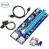 Mackertop PCI-E 1x to 16x Powered Riser Adapter Card Mining Machine Enhanced Extender 60cm USB 3.0 Cable SATA 15 Pin-4Pin (2pcs)
