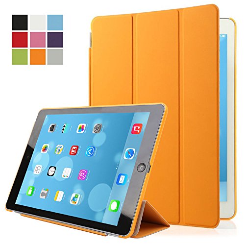 Besmall iPad Air iPad 5 Hülle - Ultra Dünn Edles Schutz Hülle Smart Cover Case PU Leder Schutztasche Etui Schale + Back Case inkl.Displayschutzfolie Reinigungstuch Stift für Apple iPad Air 1/ iPad 5 - Mit Standfunktion & Auto Sleep Wake up Funktion (iPad Air 1, Schwarz)XKZT53H