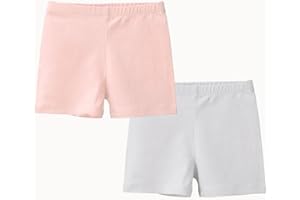 Silkglory Modal Coton Short,Fille Enfant Cyclist Legging,Court Gymnastique Léger et Confortable Danse Sport Shorts,Lot de 2,9-11 Ans