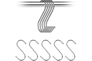 FOMGIIN 10PCS Stainless Steel S Hook - Metal S Shaped Heavy Duty Hanging Sturdy Hooks for Clothes, Towel, Meat - S-Hooks Hangers Small with Round Ball Ends for Home Kitchen, Office, Bathroom, Bedroom
