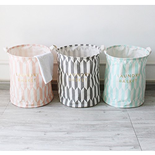 Inwagui Wäschekorb Baumwolle Folding Wäschekorb Wäschesack Ablagekorb Wäscherei Storage Basket Einfach Wäscheeimer-Grau - 5