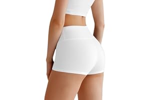 AOOSA Pantaloncini Sportivi Donna, Antisfregamento Vita Alta Leggings Elastici, Opachi Pantaloncini Hot Pants per Yoga Palestra Ciclismo Sport Corsa Allenamento