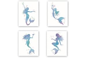 KARTME KAIRNE Lot de 4 posters pour chambre d'enfant pour l'océan,Ensemble d'images pour chambre de bébé,Peinture animale aquarelle pour décoration de chambre à coucher,Décoration d'intérieur Art cadeau