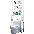 ECVV 3 Tier Over The Toilet Storage Rack Rust-Free & Sturdy Metal Toilet Rack No Drill Over Toilet Shelves For Commode storage, Bathroom Space Saver, Toilet Organizer (White)