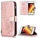 Produktbild FNBK Kompatibel mit Hülle Samsung Galaxy A3 2017 Hülle Leder Rosegold Löwenzahn Blumen Handyhülle Leder Flip Wallet Cover Tasche Stand Case Card Slot Magnetverschluß Kratzfestes Schutzhülle
