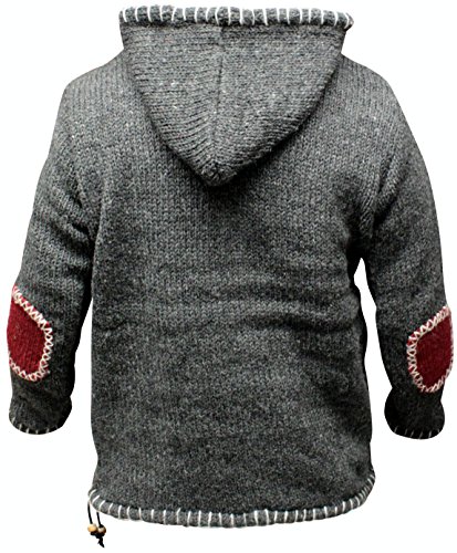 CROSS zipped neckline super warm jumper style pullover,hippy boho woolen hoodie (m,maroon)