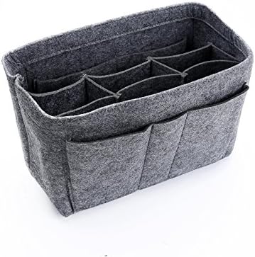 COKOO-Portable Multi-function Felt Purse Organizers，Insert Handbag Organizer Bag in Bag (GREY, Medium)