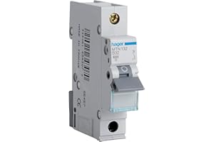 Hager MTN132 Miniature Circuit Breaker, 1 Pole, 1 Module, Type B, 6 kA Breaking Capacity, 32 A Current