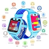 Edited Kinder Smart Watch Armbanduhr Wasserdicht | Touchscreen mit Kamera, Live GPS, Telefon, Spiele, Wecker, SOS Notruf usw. | Geschenke für Mädchen Jungen Kinder (Blau)