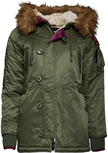 Superdry Ladies Classic Style SD3 Parka, Green/Purple (UK 14, EU 42, Bust 37" Size L)