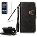 Produktbild Girlyard Lederhülle für Nokia Lumia 630/635 Wallet Flip Case, Elegant Blumen Retro Floral Muster Design Schutzhülle mit Lanyard Strap Handyhülle Standfunktion Karteneinschub und Magnetverschluß Etui -- Schwarz
