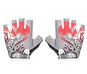IRIS Cycling Half Finger Glove Mountain Bicycle Men Gloves Women Gel Pad Anti-Slip Breathable Outdoor Sports Shock-Absorbing Riding Biking Cycle (Red)