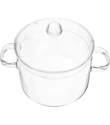 ROEUIPG Glaskochtopf 1,6 Liter - Hitzebeständiger Borosilikatglas-Topf Mit Deckel - Für Herd, Backofen & Mikrowelle