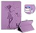 Produktbild Galaxy Tab A 9.7 Hülle,Surakey Samsung Galaxy Tab A 9.7 Smart Case Cover Leder Tasche Brieftasche Schutzhülle,Prägung Schmetterlings Mädchen Katze Malerei Muster PU Lederhülle Flip Wallet Case im Bookstyle Cover Hüllen Schale Stand Ständer Etui Karten Slot Smart Shell Cover Schutzhülle Etui Tasche für Samsung Galaxy Tab A 9.7 Zoll SM-T550 / SM-T555, Lila