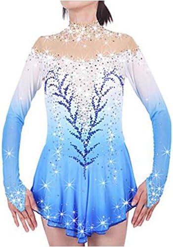 TT&amp;DRESS Figure Skating Dress Women's Girls' Ice Skating Dress Pale Blue Spandex Chinlon High Elasticity Jeweled Rhinestone Performance Keep Warm , pale blue , xl