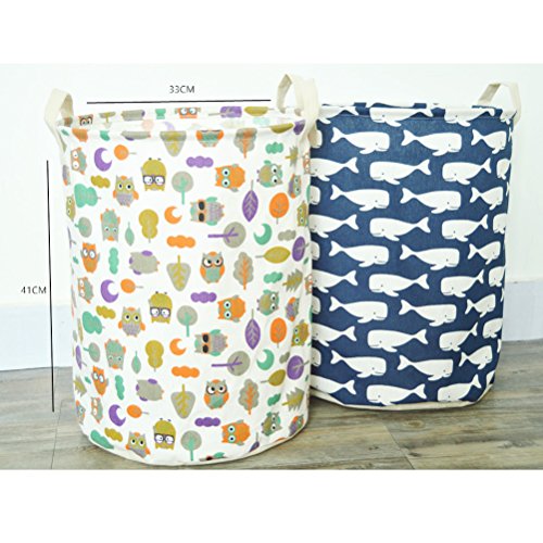 Inwagui Kinder Spielzeug Aufbewahrungskorb Aufbewahrungsbox Wäschekorb Wäschesammler Wäschesack 33 * 33 * 41 cm-Eule-Typ B - 6