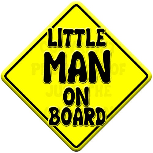 LITTLE MAN yellow non personalised novelty baby on board car window sign.