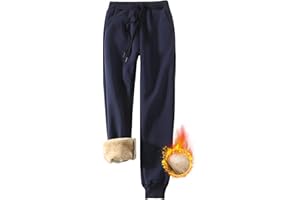 Joligiao Pantalon de Jogging en Polaire Femmes Chaud Pantalon de Sport avec Poches Chaud Pantalon de Survêtement Lounge Training Fitness Pants de Cordon de Serrage Sweatpants d'hiver