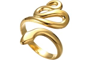 kkjoy Anello da Dito Avvolgente a Serpente per Donna Uomo in Acciaio Inossidabile Rocker Punk Gotico Vintage Regolabile Aperto Anelli da Dito per Cocktail Party Halloween