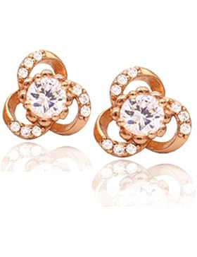 Juvel-Jewelry Rose Gold und Platin Sterling Silber Ohrringe 3 Runde Kanal für den Hochzeitstag...