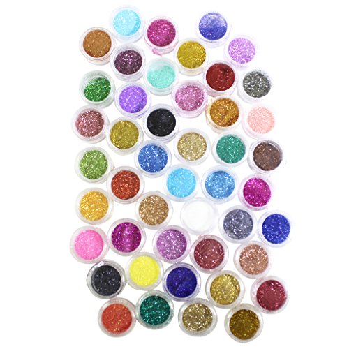 46x Colour Set of Nail Art Glitter Decoration Beautiful Colourful Sparkling Dust Powder by Kurtzy TM