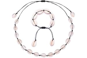 GLITZFAS Naszyjnik damski Natural Shell Choker, bransoletka, zestaw biżuterii w stylu boho