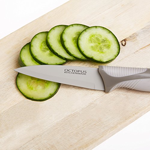 Küchenmesser Set – 5 Qualitäts-Messer mit Klingenschutz – Kochmesser, Brotmesser, Fleischmesser, Gemüsemesser, Schälmesser, antihaft – hygienisch, leicht zu säubern, extra scharf, rutschfeste Griffe - 2