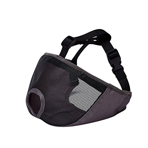 Himanjie Muzzle pour chien Nylon respirant Masque doux confortable Masse anti-mous réglable Prévenir la morsure,pour chien Bouledogue Pet Masque Visage (S, Gris)