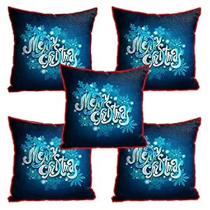 DreamVio Jute Exclusive Merry Christmas Decorative Throw/Pillow Covers, Cushion Covers for Gifting, Living Room, Bed Room, Sofa,Chairs Pack/Set of 5 (Multicolour, Size 12 x 12 Inches)