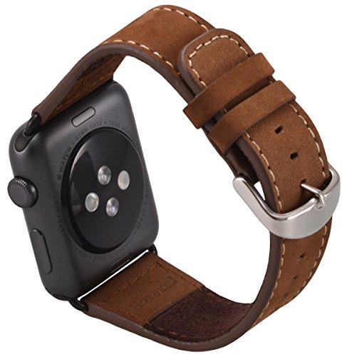 Apple Watch Series 1, Series 2, Edition Echt Leder Armband OKCS Uhrenband Leder Erstatzband Strap Genuine 38 mm – in Braun - 3