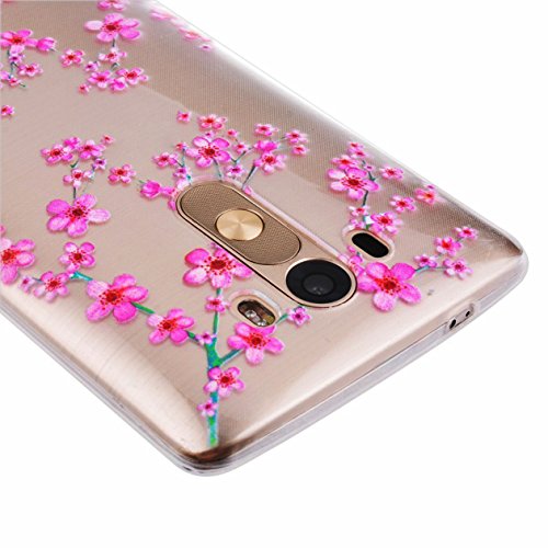 AllDo Funda Silicona para LG G3 Carcasa Protectora Funda Transparente Claro Caso Suave TPU Soft Silicone Case Cover Bumper Funda Ultra Delgado Carcasa Flexible Ligero Caja Anti Rasgu  os Casco Anti Choque - Flor Rosa Ciruela