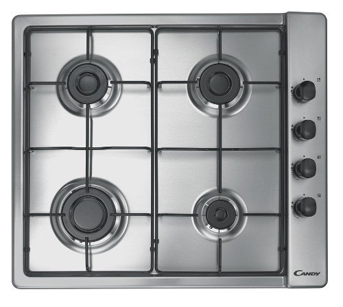détail Candy-Plaque de Cuisson à Gaz CLG 64 S PX Finition Acier Inoxydable de 60 cm