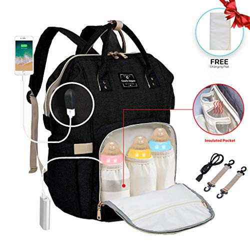 Preisvergleich Produktbild ComfyDegree Baby Wickelrucksack Wickeltasche, Multifunktionale Wasserdichte Babytasche für Mama und Papa, Oxford Windelrucksack mit USB-Ladeanschluss, Kinderwagengurte, Wärmetaschen Reisetasche
