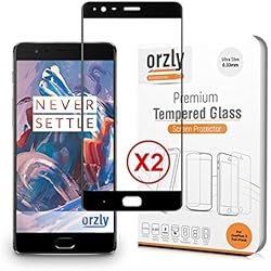 ORZLY® Protectores de Pantalla OnePlus 3T / OnePlus 3, Duo-Pack 2.5D Pro-Fit V2 Protector de Pantalla de Prima de Cristal Templado para el OnePlus3 y OnePlus3T - Transparente con Borde en Negro