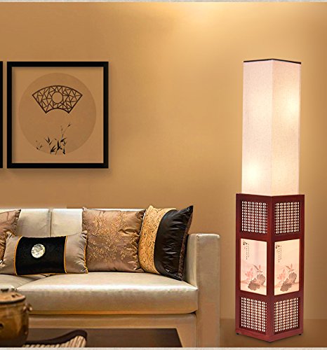 Preisvergleich Produktbild LightSei- Klassische chinesische Art Wohnzimmer Schlafzimmer Arbeitszimmer Raum Led Ausgehöhlte Schnitzen E27 führte Holz Stehlampe 26 * 26 * 136cm