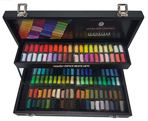 Sennelier: Set de 120 Pasteles Tizas Paris"  Barra , 120 Media Pasteles AL ÓLEO ,Caja de Madera, Sennelier France ,ESPACEBEAUXARTS