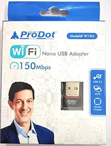 Prodot W15N WiFi Dongle 150 Mbps Mini Wireless Network USB Wi-Fi Adapter for PC Desktop Laptop Supports Windows, MAC OS, Linux ,USB 2.0, Black