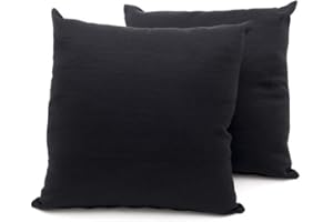 BIANCHERIAWEB Coppia Cuscini Arredo Imbottiti Tessuto Ottoman in Tinta Unita Colore Nero 22 40x40 Nero 22