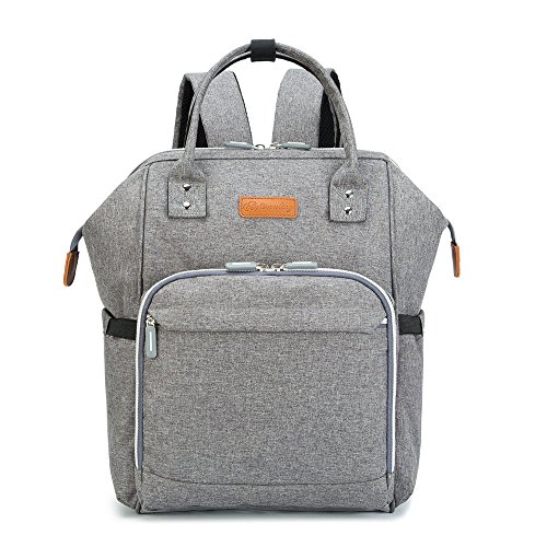 Preisvergleich Produktbild Multifunktionaler Wickeltaschenrucksack mit 11 Taschen, Großraum-Babytasche, Wasserdichte Wickeltasche Inklusive Kinderwagengurte, Wickelauflage (grau)