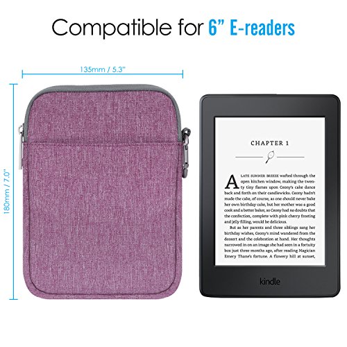 MoKo Universal 6 Zoll Sleeve Hülle – Tragbare Nylon Schutzhülle Tasche für Tablets, Kobo Touch 2.0, Kobo Glo HD, Tolino Shine 2HD, Tolino Vision 3HD E-Book E-Reader, Violett - 7