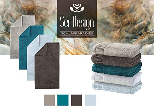 Sei Design® 5 Tlg. Luxus 5er-Set Handtücher 50×100 aus feinster Baumwolle Terry Gold, exklusiver Qualität 500 g/qm mit hochwertig aufgesticktem Logo - 5
